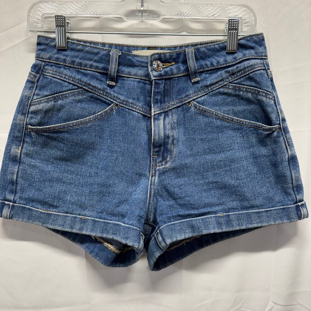 PacSun Denim Mom Shorts Western High Rise Cuffed Blue Jean Festival Indie Sz 28